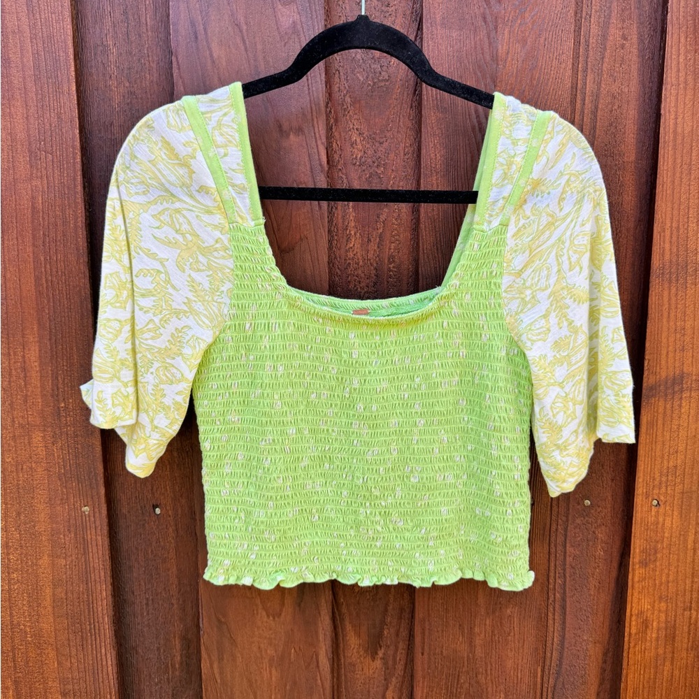 Free People Marigold Tee in Key Lime Combo Women's Size Medium